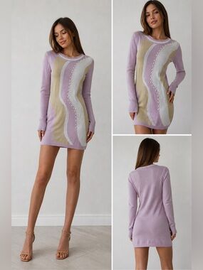NWOT Bohemian Luxury Knit Mini Dress CPM Collection Size S Pink Pearl Detail